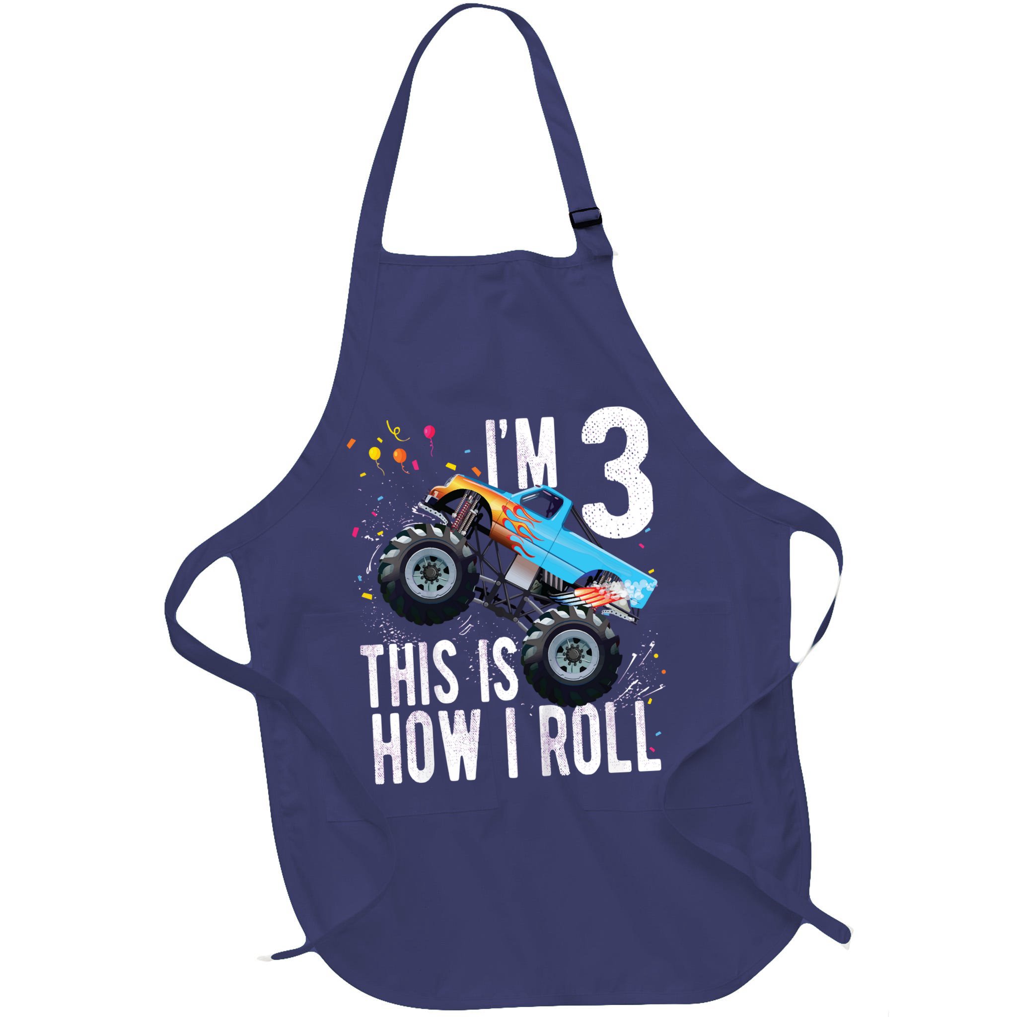 3 Year Old Shirt 3rd Birthday Boy Monster Truck Car Apron