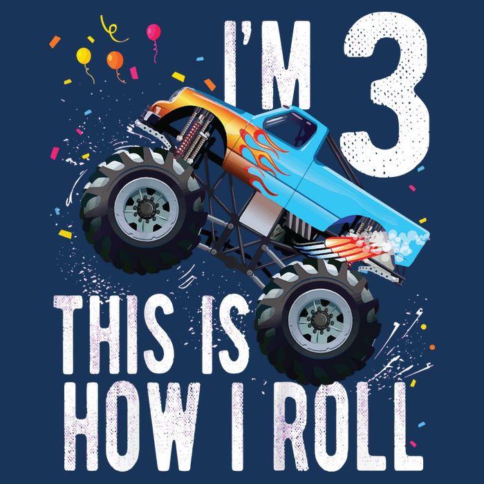 3 Year Old Shirt 3rd Birthday Boy Monster Truck Car Tall T-Shirt