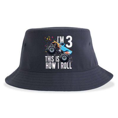 3 Year Old Shirt 3rd Birthday Boy Monster Truck Car Sustainable Bucket Hat