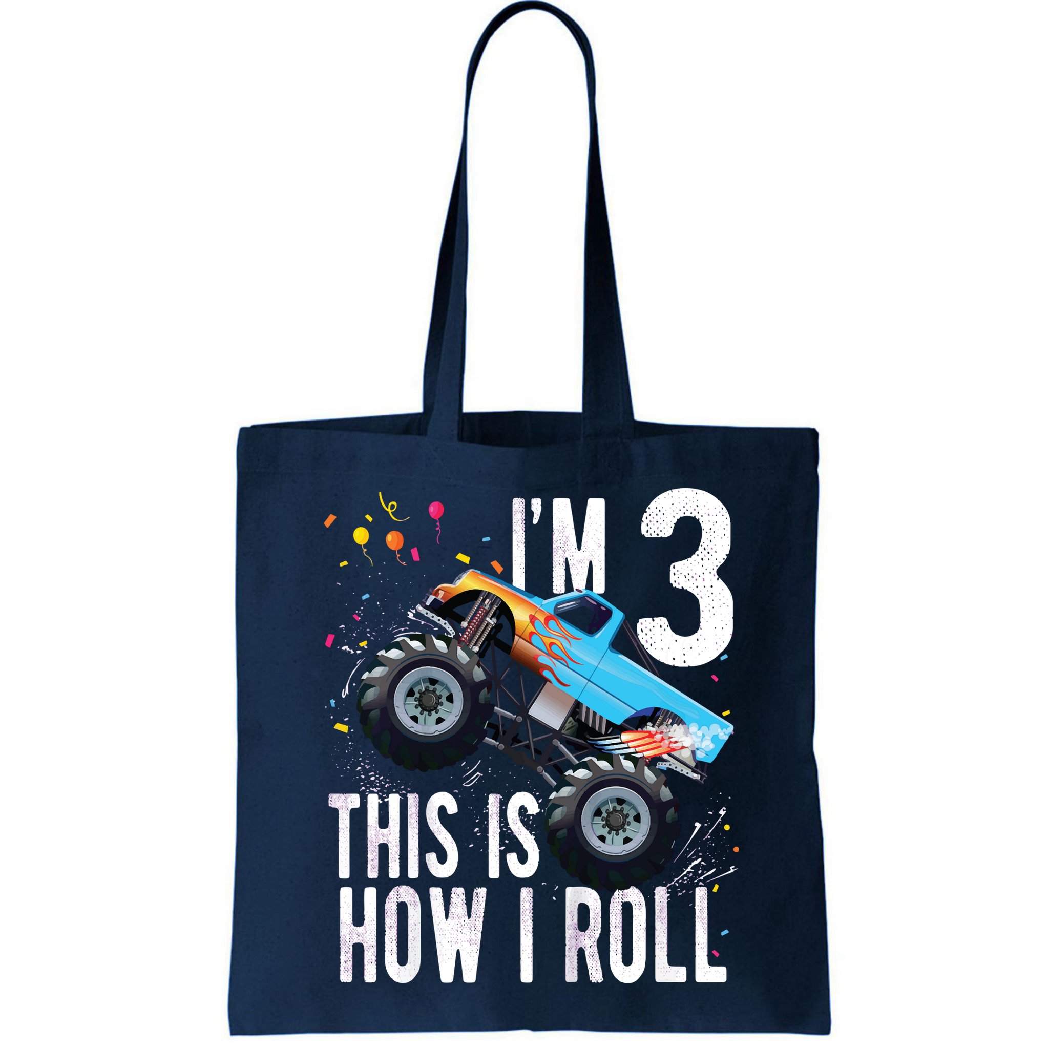 3 Year Old Shirt 3rd Birthday Boy Monster Truck Car Bag