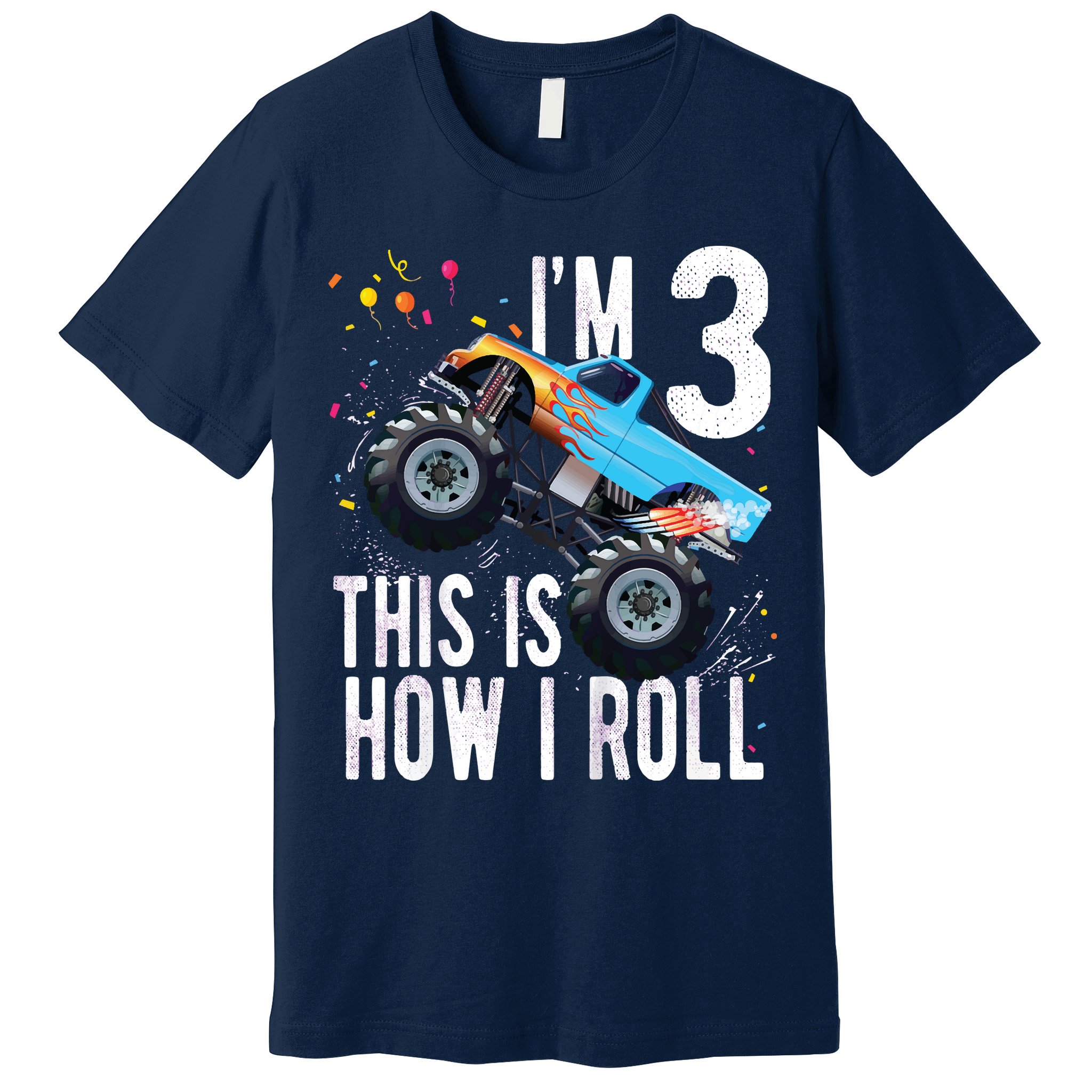 3 Year Old Shirt 3rd Birthday Boy Monster Truck Car Premium T-Shirt