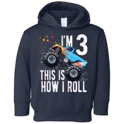 3 Year Old Shirt 3rd Birthday Boy Monster Truck Car Toddler Hoodie