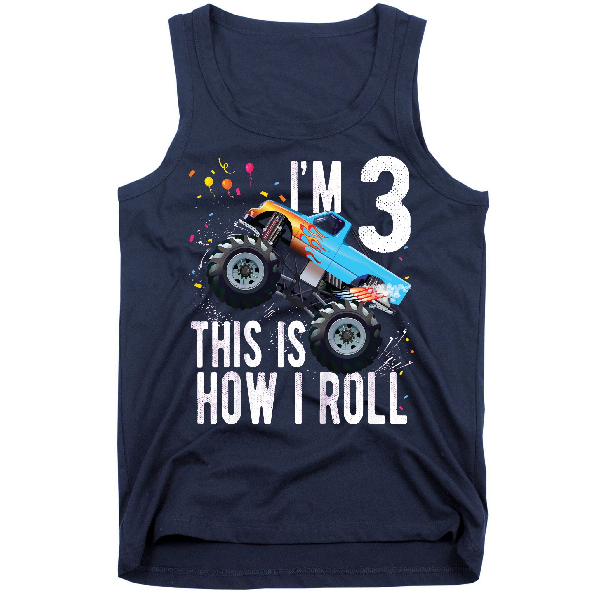 3 Year Old Shirt 3rd Birthday Boy Monster Truck Car Tank Top