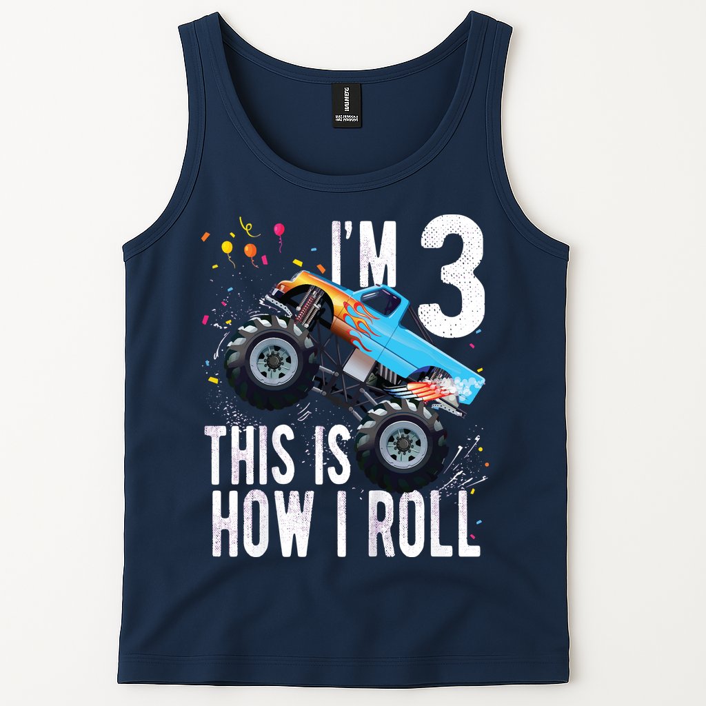 3 Year Old Shirt 3rd Birthday Boy Monster Truck Car Tank Top