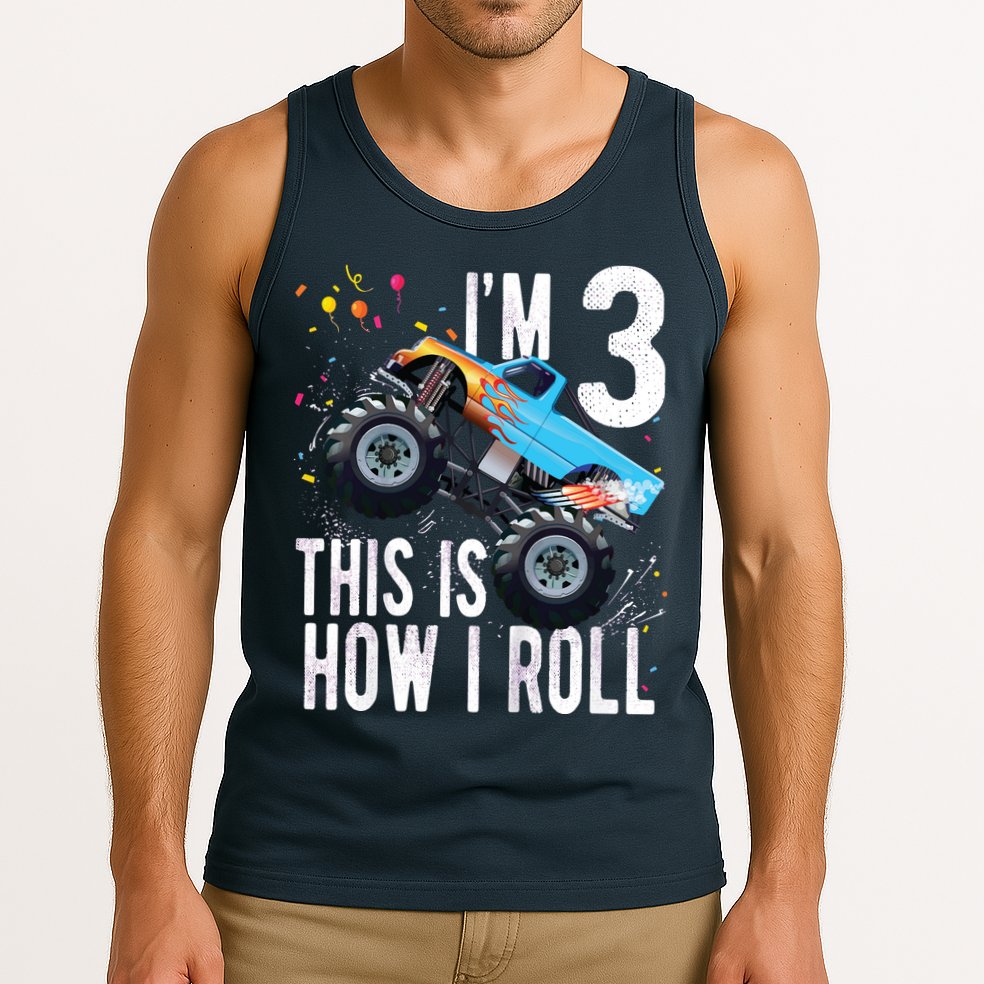 3 Year Old Shirt 3rd Birthday Boy Monster Truck Car Tank Top