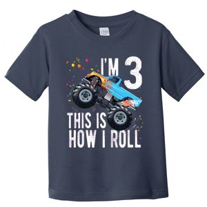 3 Year Old Shirt 3rd Birthday Boy Monster Truck Car Toddler T-Shirt