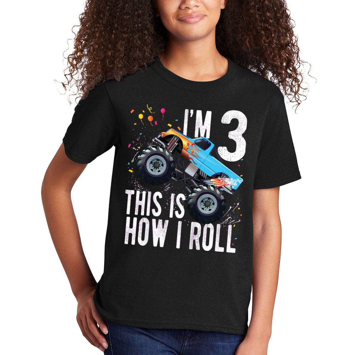 3 Year Old Shirt 3rd Birthday Boy Monster Truck Car Kids T-Shirt