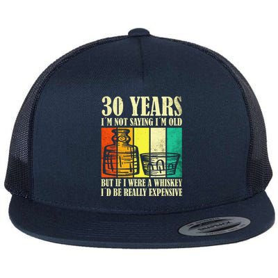 30 Year Old Vintage Bourbon Vintage Whiskey 30th Birthday Flat Bill Trucker Hat