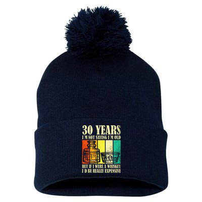 30 Year Old Vintage Bourbon Vintage Whiskey 30th Birthday Pom Pom 12in Knit Beanie