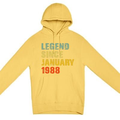 35 Year Old 35th Birthday Gifts Legend Since January 1988 Premium Pullover Hoodie