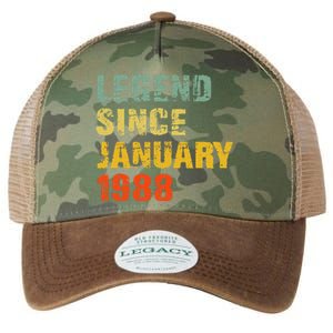 35 Year Old 35th Birthday Gifts Legend Since January 1988 Legacy Tie Dye Trucker Hat