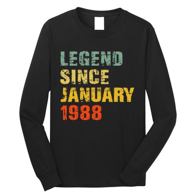 35 Year Old 35th Birthday Gifts Legend Since January 1988 Long Sleeve Shirt