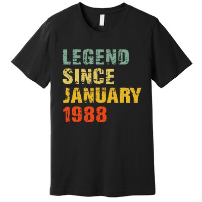 35 Year Old 35th Birthday Gifts Legend Since January 1988 Premium T-Shirt