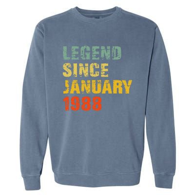 35 Year Old 35th Birthday Gifts Legend Since January 1988 Garment-Dyed Sweatshirt