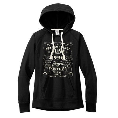 33 Year Old Awesome Since June 1990 33th Birthday Women's Fleece Hoodie