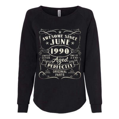 33 Year Old Awesome Since June 1990 33th Birthday Womens California Wash Sweatshirt