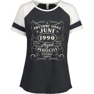 33 Year Old Awesome Since June 1990 33th Birthday Enza Ladies Jersey Colorblock Tee