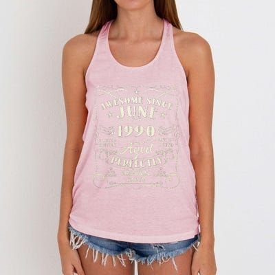 33 Year Old Awesome Since June 1990 33th Birthday Women's Knotted Racerback Tank