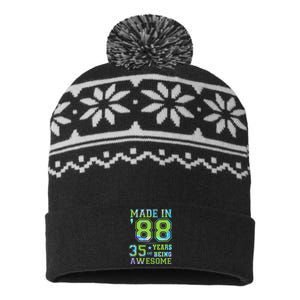 35 Year Old Gift 35th Birthday Women Made In 1988 USA-Made Snowflake Beanie