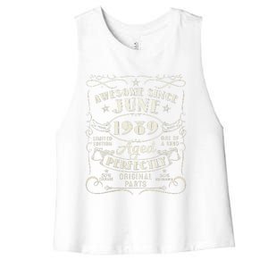 34 Year Old Awesome Since June 1989 34th Birthday Women's Racerback Cropped Tank