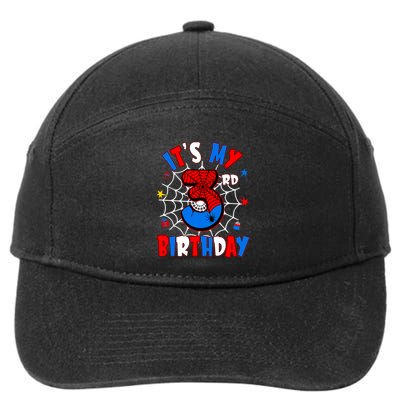 3 Years Old It_s My 3rd Birthday Spider Theme Party 7-Panel Snapback Hat