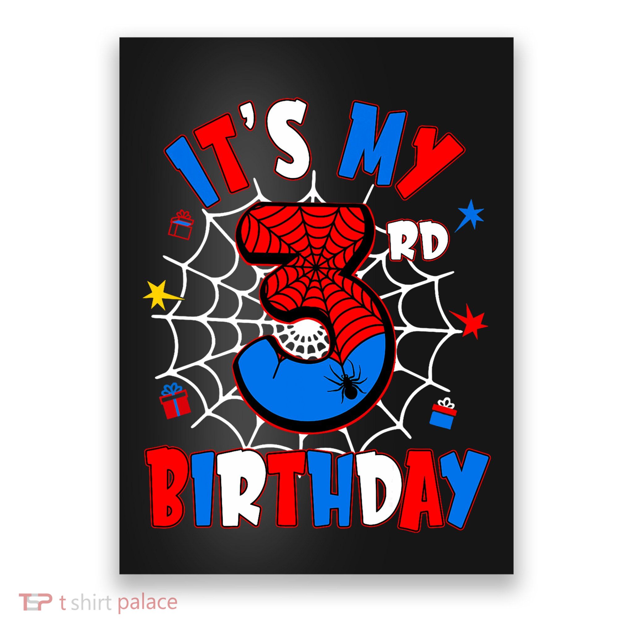 3 Years Old It_s My 3rd Birthday Spider Theme Party Poster
