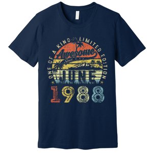 35 Year Old Awesome Since June 1988 35th Birthday Premium T-Shirt