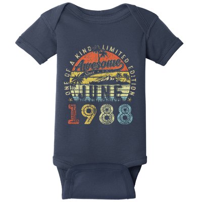 35 Year Old Awesome Since June 1988 35th Birthday Baby Bodysuit