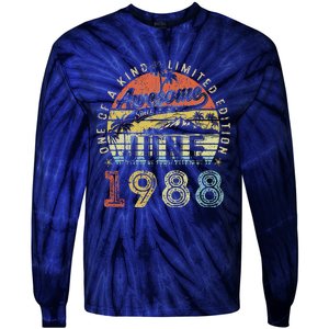 35 Year Old Awesome Since June 1988 35th Birthday Tie-Dye Long Sleeve Shirt