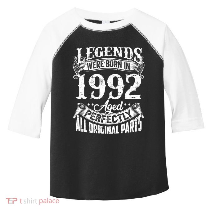 32 Years Old Vintage Legends Born In 1992 32nd Birthday Toddler Fine Jersey T-Shirt