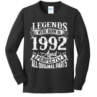 32 Years Old Vintage Legends Born In 1992 32nd Birthday Kids Long Sleeve Shirt