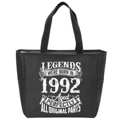 32 Years Old Vintage Legends Born In 1992 32nd Birthday Zip Tote Bag