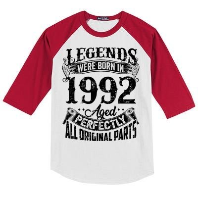 32 Years Old Vintage Legends Born In 1992 32nd Birthday Kids Colorblock Raglan Jersey