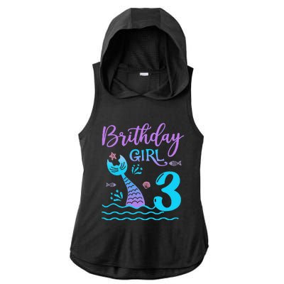 3 Year Old Gift Mermaid Tail 3rd Birthday Daughter Ladies PosiCharge Tri-Blend Wicking Draft Hoodie Tank