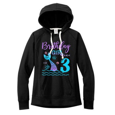 3 Year Old Gift Mermaid Tail 3rd Birthday Daughter Women's Fleece Hoodie