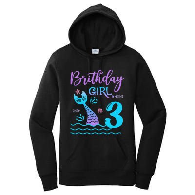 3 Year Old Gift Mermaid Tail 3rd Birthday Daughter Women's Pullover Hoodie