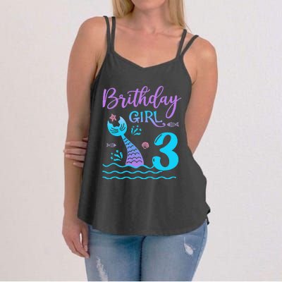 3 Year Old Gift Mermaid Tail 3rd Birthday Daughter Women's Strappy Tank