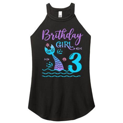 3 Year Old Gift Mermaid Tail 3rd Birthday Daughter Women’s Perfect Tri Rocker Tank