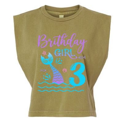 3 Year Old Gift Mermaid Tail 3rd Birthday Daughter Garment-Dyed Women's Muscle Tee