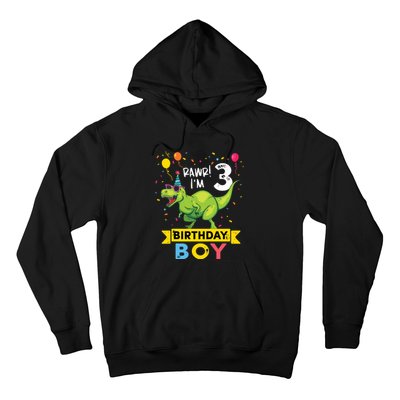 3 Year Old 3rd Birthday Rex Dinosaur Hoodie