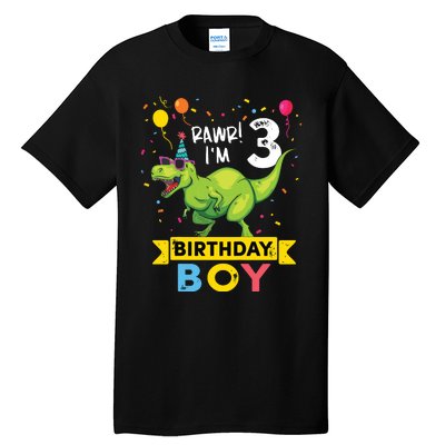 3 Year Old 3rd Birthday Rex Dinosaur Tall T-Shirt