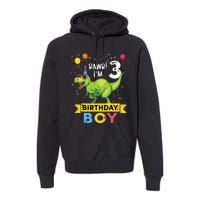 3 Year Old 3rd Birthday Rex Dinosaur Premium Hoodie