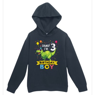 3 Year Old 3rd Birthday Rex Dinosaur Urban Pullover Hoodie