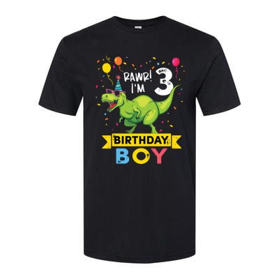 3 Year Old 3rd Birthday Rex Dinosaur Softstyle CVC T-Shirt