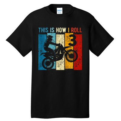 3 Year Old Birthday Boy Motocross 3rd Birthday Dirt Bike Tall T-Shirt