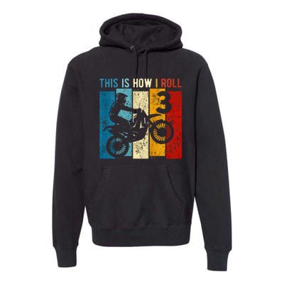 3 Year Old Birthday Boy Motocross 3rd Birthday Dirt Bike Premium Hoodie