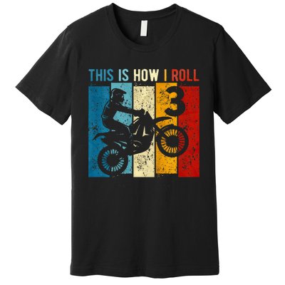 3 Year Old Birthday Boy Motocross 3rd Birthday Dirt Bike Premium T-Shirt