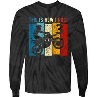 3 Year Old Birthday Boy Motocross 3rd Birthday Dirt Bike Tie-Dye Long Sleeve Shirt