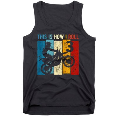 3 Year Old Birthday Boy Motocross 3rd Birthday Dirt Bike Tank Top