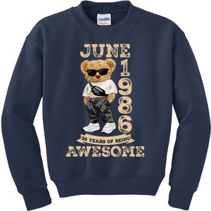 38 Year Old Awesome June 1986 38th Birthday Gifts Kids Sweatshirt